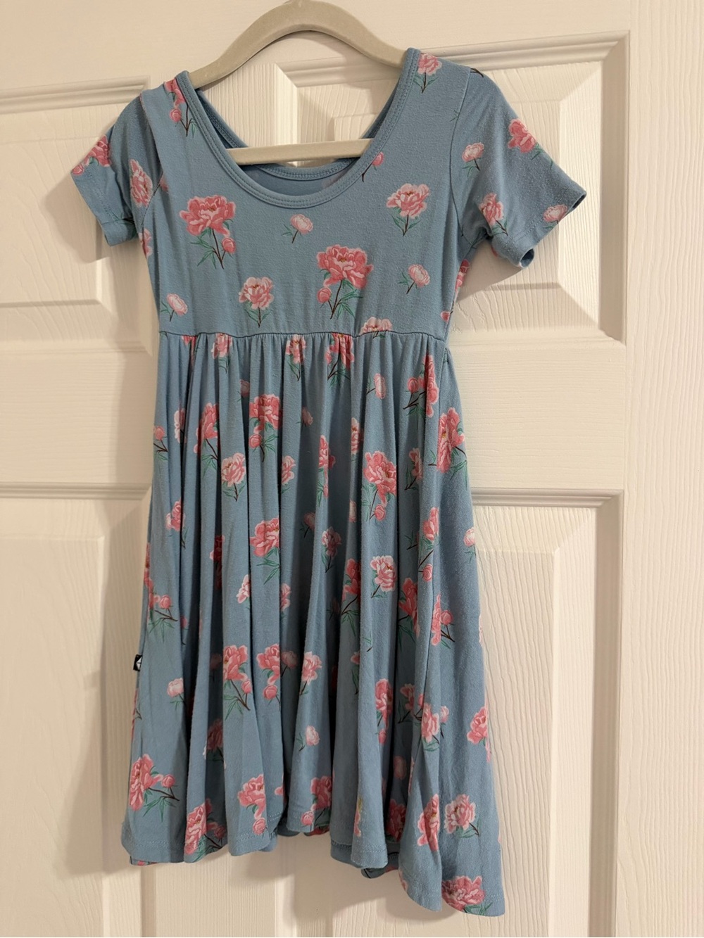 Kyte BABY Blue Dress with Pink Floral Print